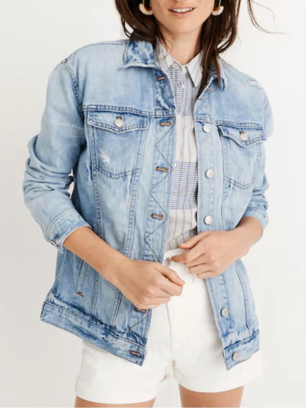 Madewell The Oversized Jean Jacket in Junction Wash Small Distressed Edition